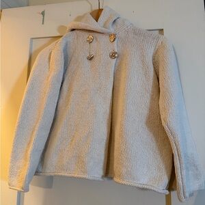Cozy Cream Knit Hoodie with Button Accents